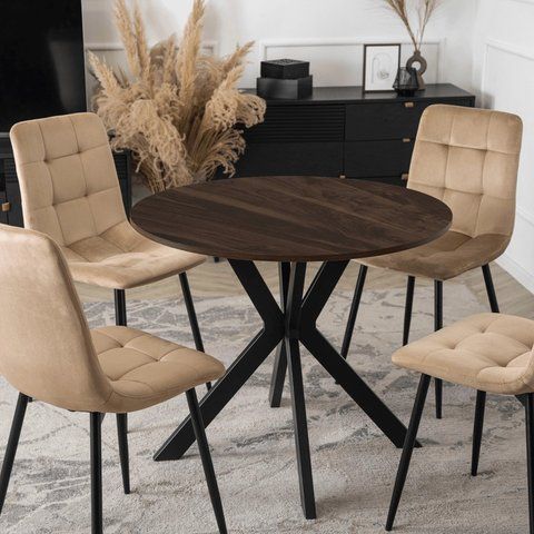 Стол MEBEL ELITE LAUREN 80X80 Орех/черный фотография