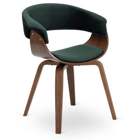 Стул бархатный MEBEL ELITE GARY Velvet, Зеленый/ореховый фотография