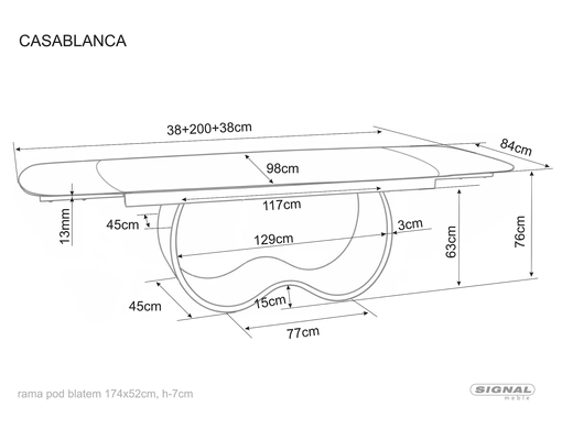 Стіл Обідній CASABLANCA Signal 198(274)X98 Беж/мідь фотографія