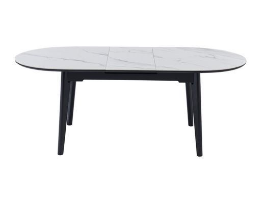 Керамический стол TM-126 VETRO 160(200)x90 белый мрамор + черный фотография