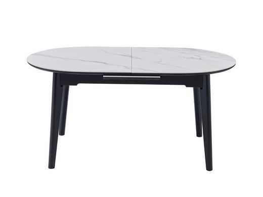 Керамический стол TM-126 VETRO 160(200)x90 белый мрамор + черный фотография