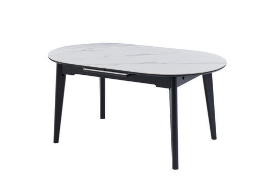 Керамический стол TM-126 VETRO 160(200)x90 белый мрамор + черный фотография