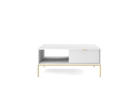 Стол журнальный Perfect Home Новая/Nova с 2 ящиками и золотыми ножками L104 Белый фотография
