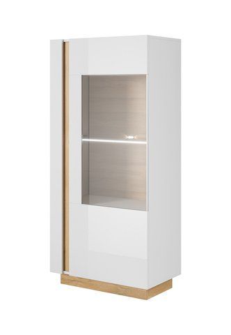 Витрина низкая Perfect Home Арко / Arco 1-дверная 1D1W/72 Белый глянец/дуб грандсон фотография