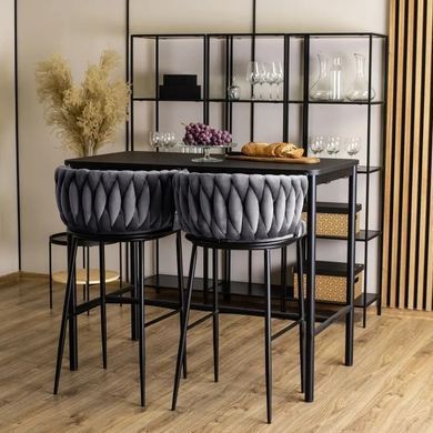 Барний стілець оксамитовий MEBEL ELITE FLORES Velvet сірий / чорний фотографія
