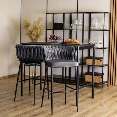 Барний стілець оксамитовий MEBEL ELITE FLORES Velvet сірий / чорний фотографія