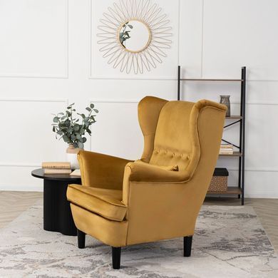 Кресло мягкое бархатное MEBEL ELITE KLARIS 2 Velvet Горчичий фотография
