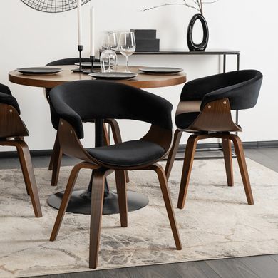 Стул бархатный MEBEL ELITE GARY Velvet, Черный/ореховый фотография