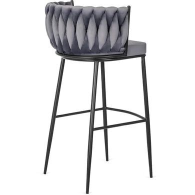 Барний стілець оксамитовий MEBEL ELITE FLORES Velvet сірий / чорний фотографія