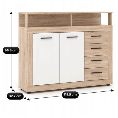 Комод MEBEL ELITE BLAGO MIDI A 120 дуб сонома/белый фотография