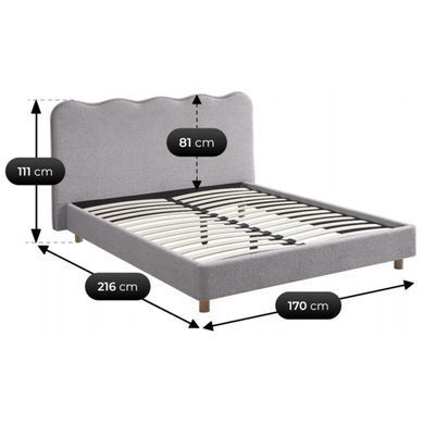 Кровать двуспальная MEBEL ELITE IZMIR 160x200 см Серая фотография