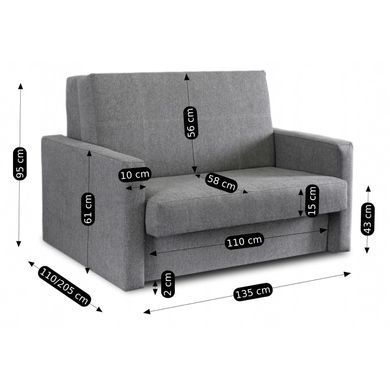 Набір з 2х розкладних крісел MEBEL ELITE MILAN 2, 135 см MEBEL ELITE Сірий / тканина фотографія