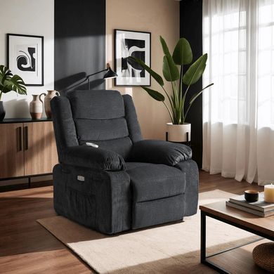 Массажное кресло реклайнер MEBEL ELITE JASPER Черный фотография