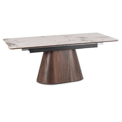 Стіл розкладний MEBEL ELITE LIZBONA 160(200)х90 см Білий мармур/Горіх фотографія