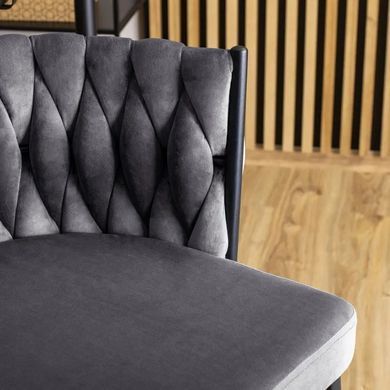 Барний стілець оксамитовий MEBEL ELITE FLORES Velvet сірий / чорний фотографія
