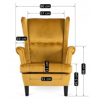 Кресло мягкое бархатное MEBEL ELITE KLARIS 2 Velvet Горчичий фотография