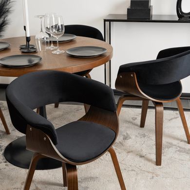 Стул бархатный MEBEL ELITE GARY Velvet, Черный/ореховый фотография