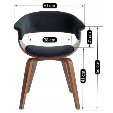 Стул бархатный MEBEL ELITE GARY Velvet, Черный/ореховый фотография