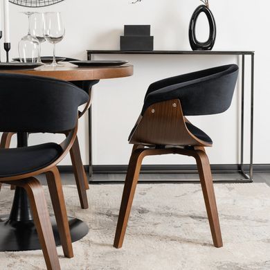Стул бархатный MEBEL ELITE GARY Velvet, Черный/ореховый фотография