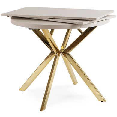 Стол раскладной круглый MEBEL ELITE DORIAN 80(160)х80 см Кашемир/золото фотография