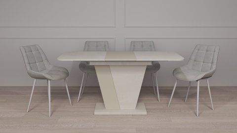 Стіл розкладний FOREST D/A Intarsio 120(160)x80 стоун бейж/шовковий камінь фотографія