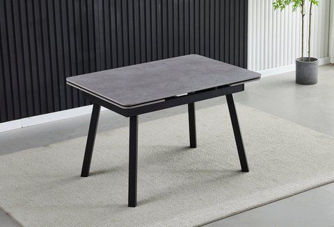 Стіл розкладний MADRID CERAMIC Intarsio 120(180)*85 GRIGIO LATTE MATT Чорний фотографія