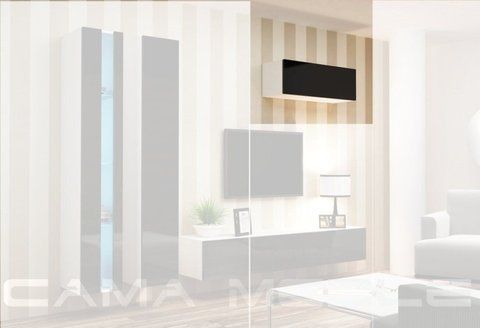 Витрина навесная VIGO Cama 90 Белый Мат / Черный Глянец фотография