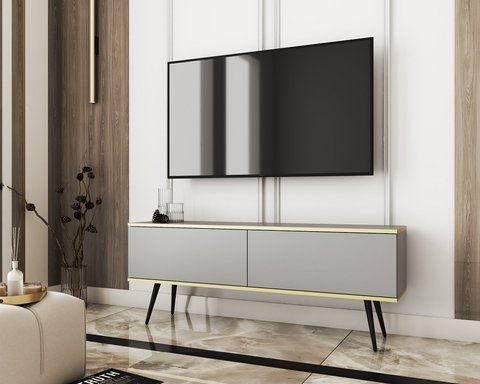 Тумба під телевізор Perfect Home Оро / Oro 2-дверна з чорними ніжками RTV135 Сірий фотографія
