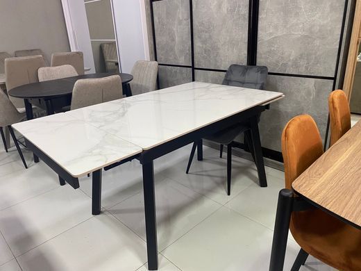 Стіл розкладний TM-88-1 VETRO 120(180)x85 Вайт Клауд Чорний фотографія