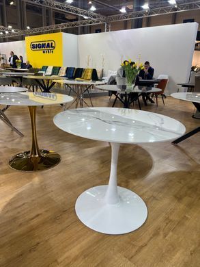Стіл обідній ESPERO Signal 90x90 Білий Мармур / Білий фотографія