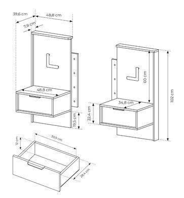 Тумбы прикроватные с подсветкой Perfect Home Милтон / Milton с 2 ящиками 1S/49 Каштан/антрацит фотография
