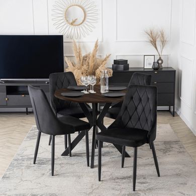 Стіл MEBEL ELITE LAUREN 90X90 Горіх / чорний фотографія