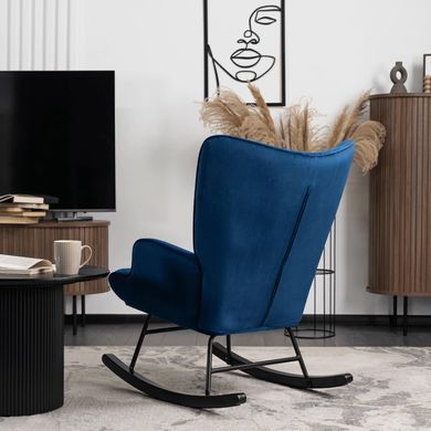 Крісло-гойдалка оксамитове MEBEL ELITE ELIS Velvet Синій фотографія
