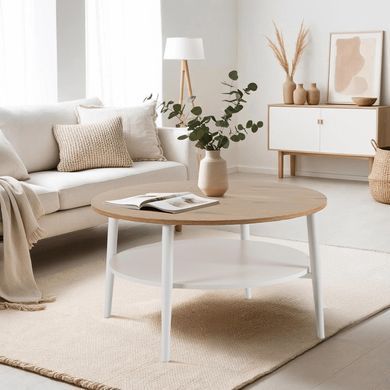 Журнальний столик MEBEL ELITE PAULO MAX 80x80 Дуб/білий фотографія