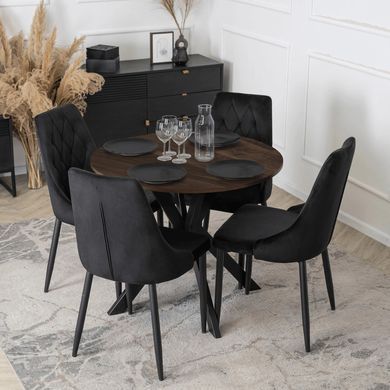 Стіл MEBEL ELITE LAUREN 90X90 Горіх / чорний фотографія