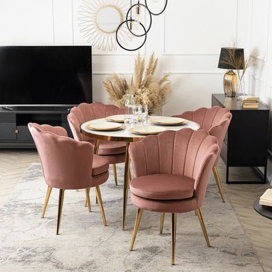 Стул бархатный MEBEL ELITE VIOLA Velvet Розовый/золото фотография
