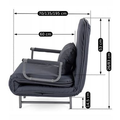 Крісло розкладне MEBEL ELITE DARK тканина Сірий фотографія