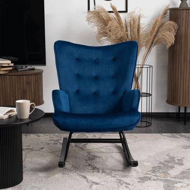 Крісло-гойдалка оксамитове MEBEL ELITE ELIS Velvet Синій фотографія