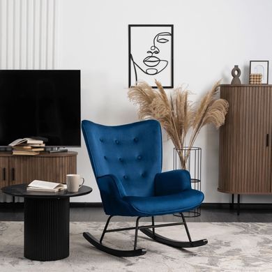 Крісло-гойдалка оксамитове MEBEL ELITE ELIS Velvet Синій фотографія