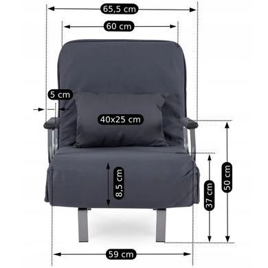 Крісло розкладне MEBEL ELITE DARK тканина Сірий фотографія