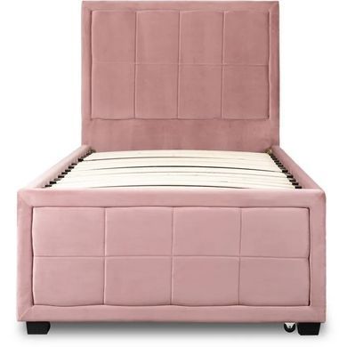 Ліжко односпальне оксамитове MEBEL ELITE ELIF Velvet 90x200 см з додатковим спальним місцем Рожевий фотографія