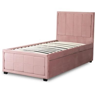 Ліжко односпальне оксамитове MEBEL ELITE ELIF Velvet 90x200 см з додатковим спальним місцем Рожевий фотографія