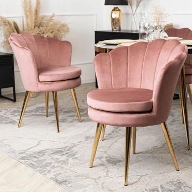 Стул бархатный MEBEL ELITE VIOLA Velvet Розовый/золото фотография
