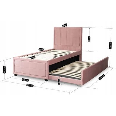Ліжко односпальне оксамитове MEBEL ELITE ELIF Velvet 90x200 см з додатковим спальним місцем Рожевий фотографія