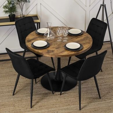 Стол круглый MEBEL ELITE LINO 100 см Дуб рустик / черный фотография