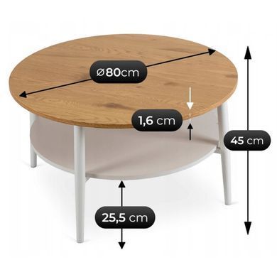 Журнальний столик MEBEL ELITE PAULO MAX 80x80 Дуб/білий фотографія