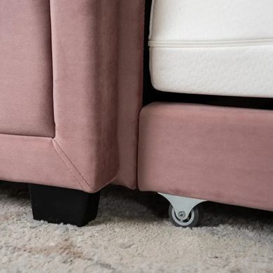 Ліжко односпальне оксамитове MEBEL ELITE ELIF Velvet 90x200 см з додатковим спальним місцем Рожевий фотографія