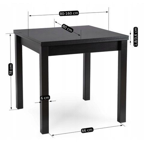 Стол раскладной MEBEL ELITE MAX 80 (160)80см Черный/Черный фотография