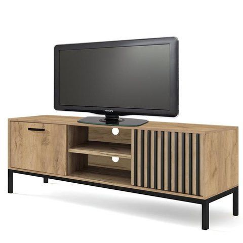 ТВ Тумба LAMINO RTV-1 Halmar Крафтовий Дуб / Черный фотография