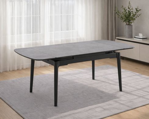 Стол DUBLIN CERAMIC Intarsio 120(180)*80 светло-серый/черный каркас фотография